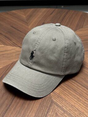 Polo by Ralph Lauren Olive Green Cotton Baseball Cap with Black Logo